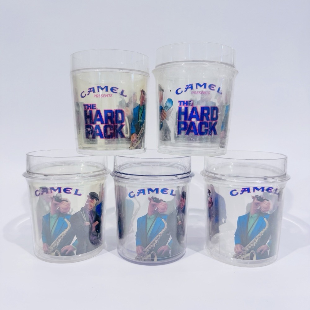 (5) Vintage 1991 Camel Hard Pack Thermo-Serv Plastic Cups Tumblers‎ Joe Camel